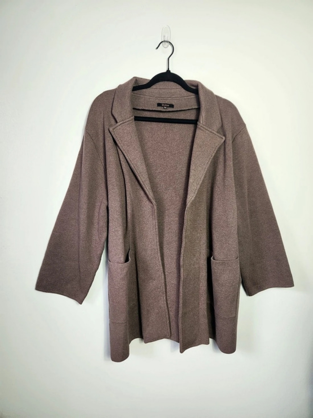 Quince 100% Organic Cotton Knit Blazer Sweater Cardigan Taupe Brown Jacket XL
